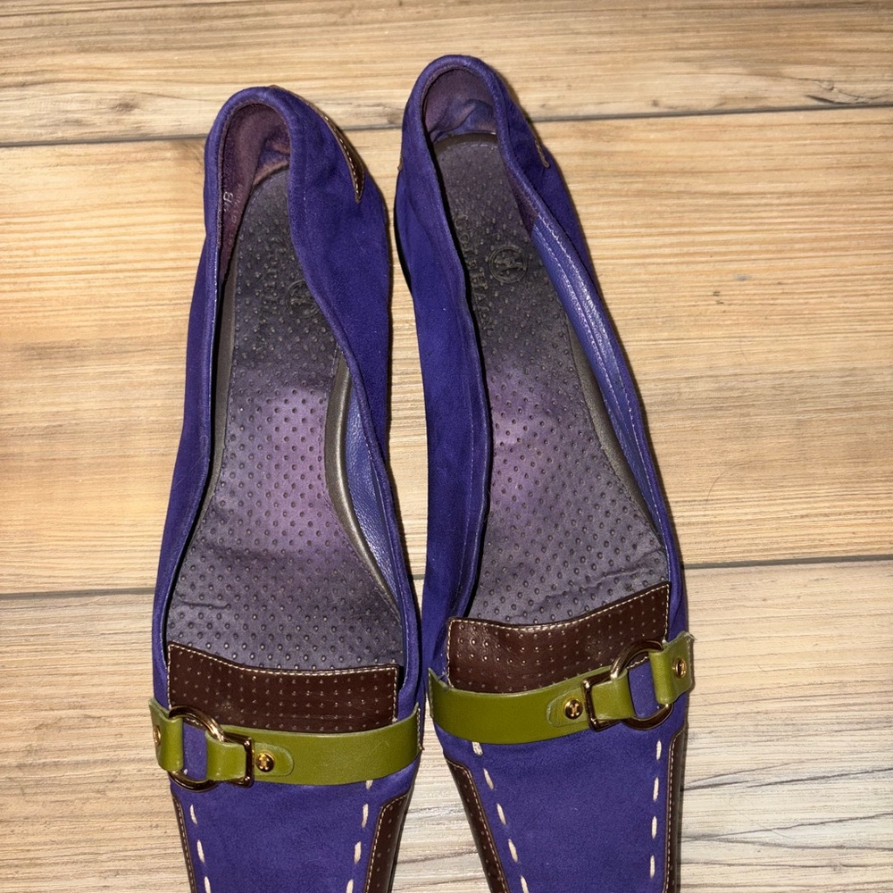 Cole Haan Purple and Brown Flats with Decorative Buckle